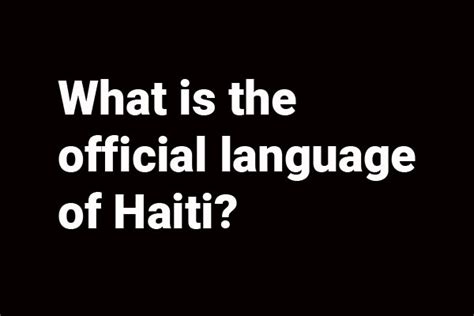 what is the official language of haiti